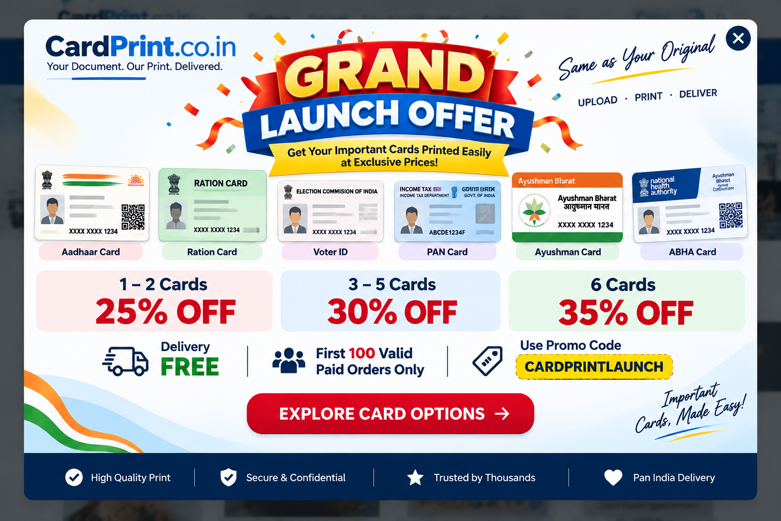 CardPrint.co.in Grand Launch Offer